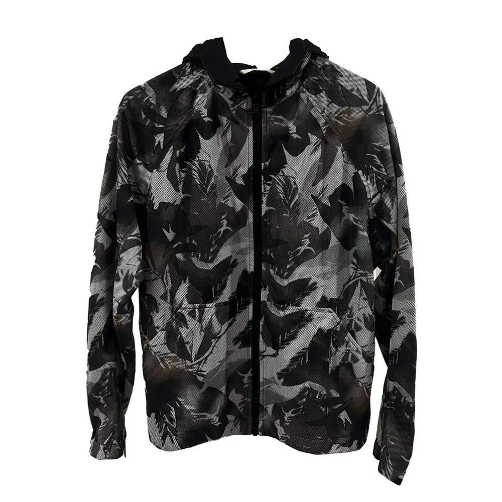Theory 38 hooded windbreaker plant foliage print